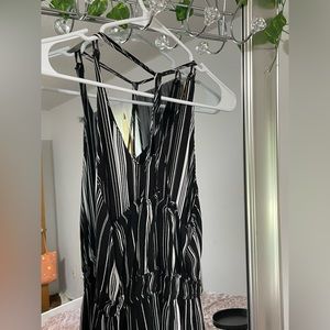 black and white striped long dress